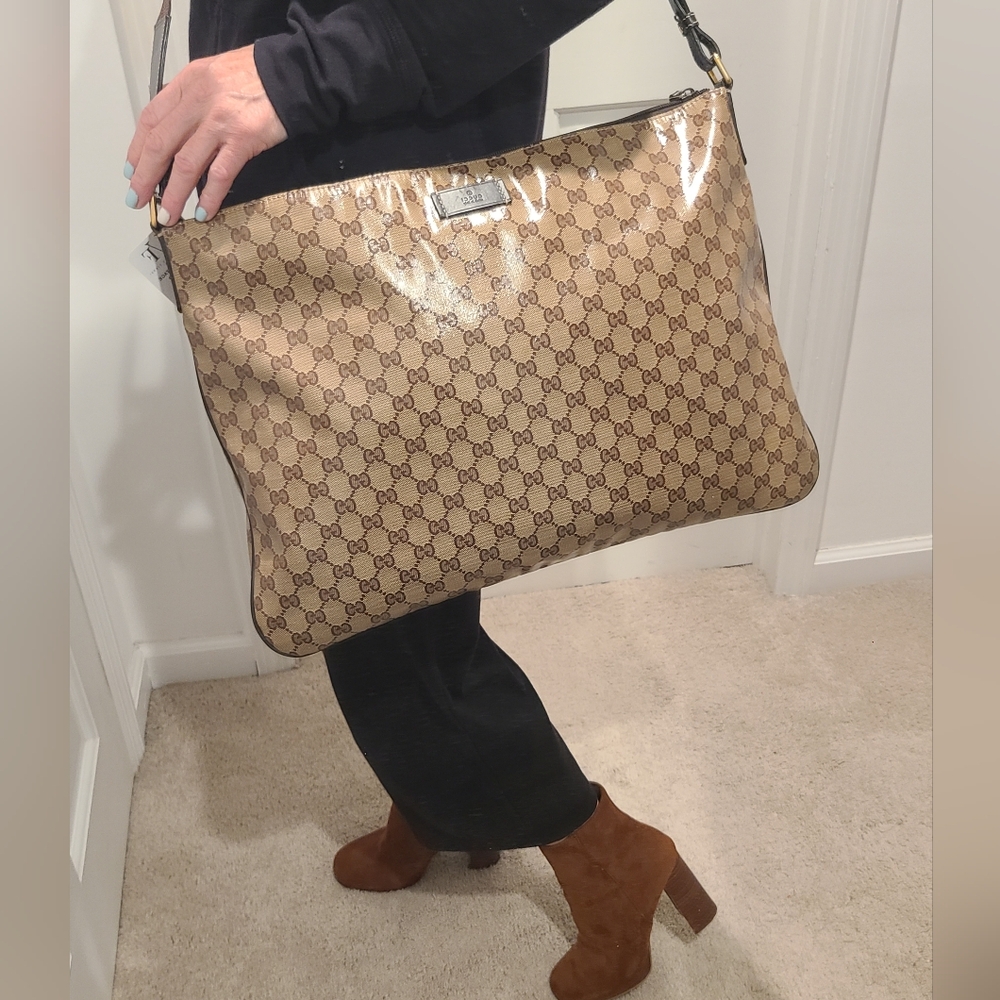 Gucci Crystal Coated Canvas vintage 2000's oversize msgr bag excellent condition - Picture 9 of 17